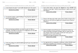 Division - Nombre décimal par nombre entier - Problèmes : 7ème Harmos - PDF à imprimer