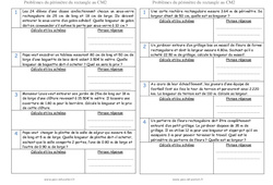 Périmètre du rectangle - Problèmes : 7ème Harmos - PDF à imprimer