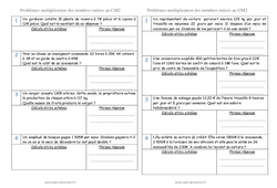 Multiplication - Nombres entiers - Problèmes : 7ème Harmos - PDF à imprimer