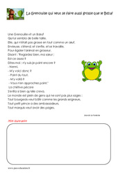 La grenouille qui veut se faire aussi grosse que le bœuf - Poésie : 5ème Harmos - PDF à imprimer