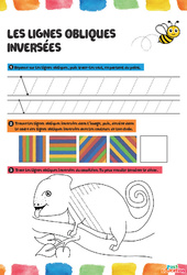 Lignes obliques inversées - Fichier graphisme : 1ère, 2ème Harmos - PDF à imprimer