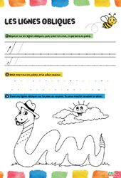 Lignes obliques - Fichier graphisme : 1ère, 2ème Harmos - PDF à imprimer