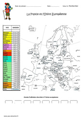 La France et l’Union Européenne - Exercices : 6ème Harmos - PDF à imprimer