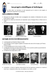 Progrès scientifiques et techniques au XIXe siècle - Exercices : 7ème Harmos - PDF à imprimer