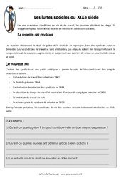 Luttes sociales au XIXe siècle - Exercices : 7ème Harmos - PDF à imprimer