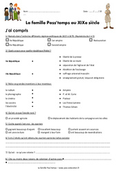 La famille Pass’temps au XIXe siècle : 7ème Harmos - PDF à imprimer