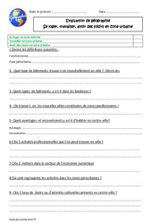 Se loger, travailler, avoir des loisirs en zone urbaine - Examen Evaluation : 6ème Harmos - PDF à imprimer