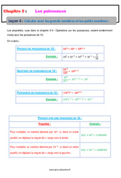 Calculer avec les grands nombres et les petits nombres - Cours : 10ème Harmos - PDF à imprimer