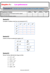 Calculer avec les grands nombres et les petits nombres - Examen Evaluation, bilan, contrôle avec la correction : 10ème Harmos - PDF à imprimer