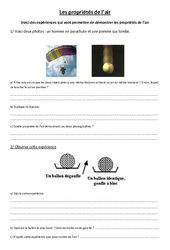 Propriétés de l'air - Exercices - Sciences : 6ème, 7ème Harmos - PDF à imprimer