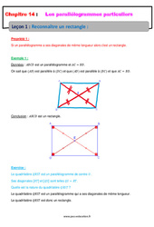 Reconnaître un rectangle - Cours sur les parallélogrammes particuliers : 10ème Harmos - PDF à imprimer