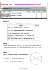 Reconnaître un rectangle - Examen Evaluation, bilan, contrôle avec la correction sur les parallélogrammes particuliers : 10ème Harmos - PDF à imprimer