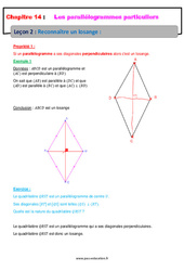 Reconnaître un losange - Cours sur les parallélogrammes particuliers : 10ème Harmos - PDF à imprimer