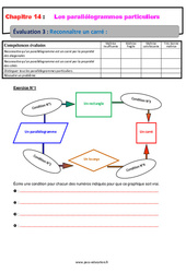 Reconnaître un carré - Examen Evaluation, bilan, contrôle avec la correction sur les parallélogrammes particuliers : 10ème Harmos - PDF à imprimer