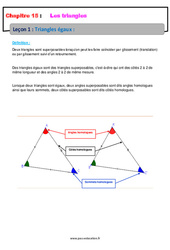 Triangles égaux - Cours : 10ème Harmos - PDF à imprimer