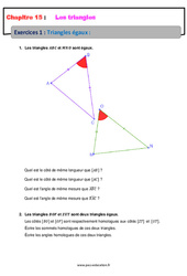 Triangles égaux - Révisions - Exercices avec correction : 10ème Harmos - PDF à imprimer