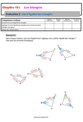 Cas d’égalité des triangles - Examen Evaluation, bilan, contrôle avec la correction : 10ème Harmos - PDF à imprimer