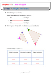 Triangles semblables - Révisions - Exercices avec correction : 10ème Harmos - PDF à imprimer