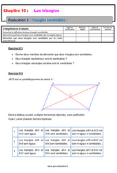 Triangles semblables - Examen Evaluation, bilan, contrôle avec la correction : 10ème Harmos - PDF à imprimer