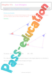 Cas d’égalité des triangles - Séquence complète : 10ème Harmos - PDF à imprimer