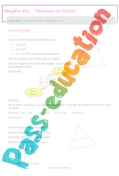 Calculer des longueurs - Séquence complète sur le Théorème de Thalès : 10ème Harmos - PDF à imprimer