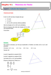 Calculer des longueurs - Cours sur le Théorème de Thalès : 10ème Harmos - PDF à imprimer