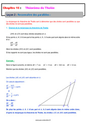 Reconnaître des parallèles - Cours sur le Théorème de Thalès : 10ème Harmos - PDF à imprimer