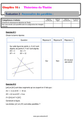 Reconnaître des parallèles - Examen Evaluation, bilan, contrôle avec la correction sur le Théorème de Thalès : 10ème Harmos - PDF à imprimer