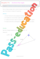 Utiliser le cosinus pour calculer une longueur - Séquence complète sur le cosinus d’un angle : 10ème Harmos - PDF à imprimer