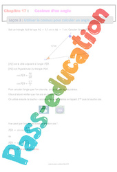 Utiliser le cosinus pour calculer un angle - Séquence complète : 10ème Harmos - PDF à imprimer