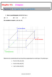 Se repérer dans un pavé droit - Révisions - Exercices avec correction : 10ème Harmos - PDF à imprimer