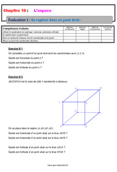 Se repérer dans un pavé droit - Examen Evaluation, bilan, contrôle avec la correction : 10ème Harmos - PDF à imprimer