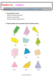 Représenter une pyramide ou un cône - Révisions - Exercices avec correction : 10ème Harmos - PDF à imprimer