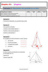 Représenter une pyramide ou un cône - Examen Evaluation, bilan, contrôle avec la correction : 10ème Harmos - PDF à imprimer