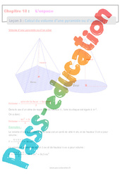 Calcul du volume d’une pyramide ou d’un cône - Séquence complète : 10ème Harmos - PDF à imprimer