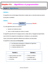 Algorithmes - Cours : 10ème Harmos - PDF à imprimer