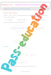 Instructions conditionnelles - Séquence complète sur l'algorithmique et programmation : 10ème Harmos - PDF à imprimer