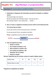 Instructions conditionnelles - Révisions - Exercices avec correction sur l'algorithmique et programmation : 10ème Harmos - PDF à imprimer