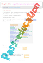 Utiliser une boucle - Séquence complète sur l'algorithmique et programmation : 10ème Harmos - PDF à imprimer