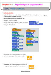 Utiliser une boucle - Cours sur l'algorithmique et programmation : 10ème Harmos - PDF à imprimer