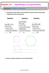 Utiliser une boucle - Révisions - Exercices avec correction sur l'algorithmique et programmation : 10ème Harmos - PDF à imprimer