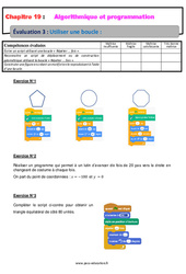 Utiliser une boucle - Examen Evaluation, bilan, contrôle avec la correction sur l'algorithmique et programmation : 10ème Harmos - PDF à imprimer