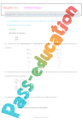 Utiliser la décomposition pour travailler avec les fractions - Séquence complète - Arithmétique : 9eme Harmos - PDF à imprimer