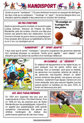 Handisport - Lecture documentaire : 6ème, 7ème Harmos - PDF à imprimer