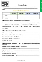 Les articles - Exercices, révisions avec la correction : 7ème Harmos - PDF à imprimer