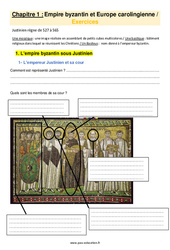 Byzance et l’Europe carolingienne - Exercices avec les corrigés : 9eme Harmos - PDF à imprimer