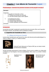 Les débuts de l'humanité - Cours : 8ème Harmos - PDF à imprimer