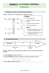 La révolution néolithique - Examen Evaluation avec les corrections : 8ème Harmos - PDF à imprimer