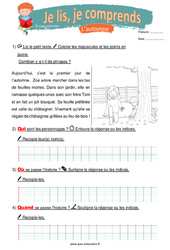 L’automne - Mes premiers pas en lecture - Niveau 1 : 3eme, 4ème Harmos - PDF à imprimer