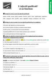 L’adjectif qualificatif et ses fonctions - Exercices, révisions avec les corrigés : 7ème Harmos - PDF à imprimer